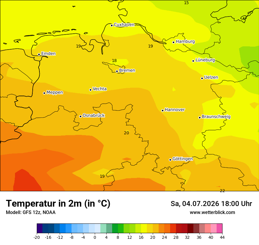 Modellkarte GFS – t2m – ni