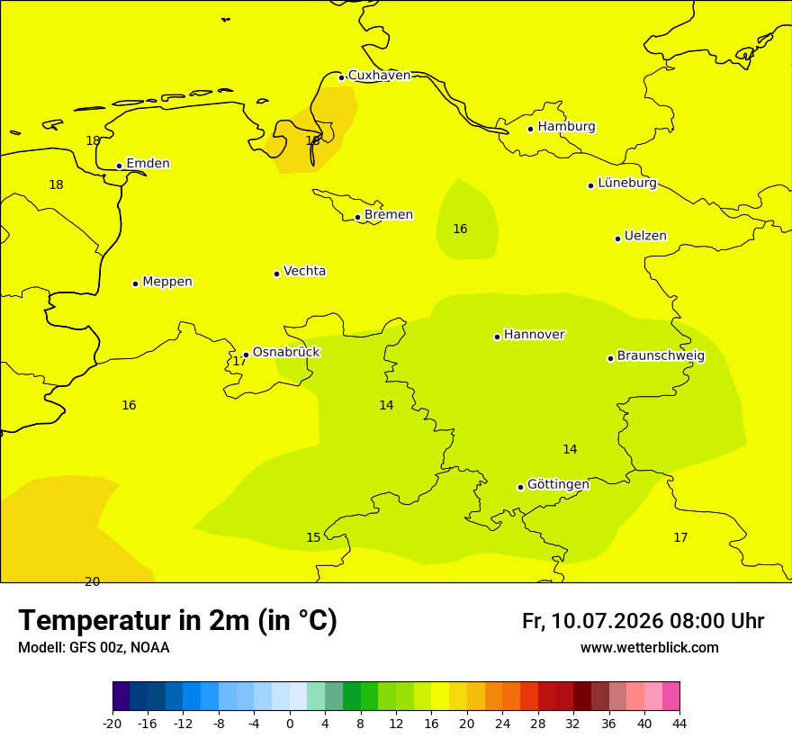 Modellkarte GFS – t2m – ni