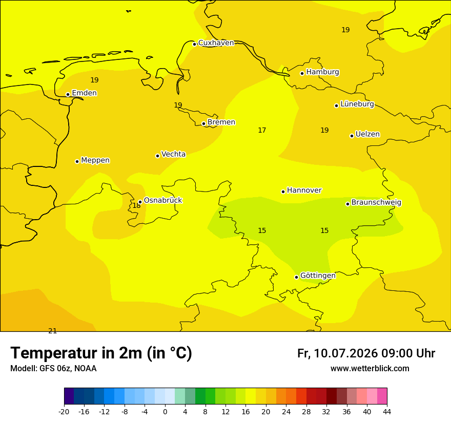 Modellkarte GFS – t2m – ni
