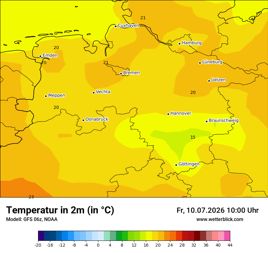 Modellkarte GFS – t2m – ni