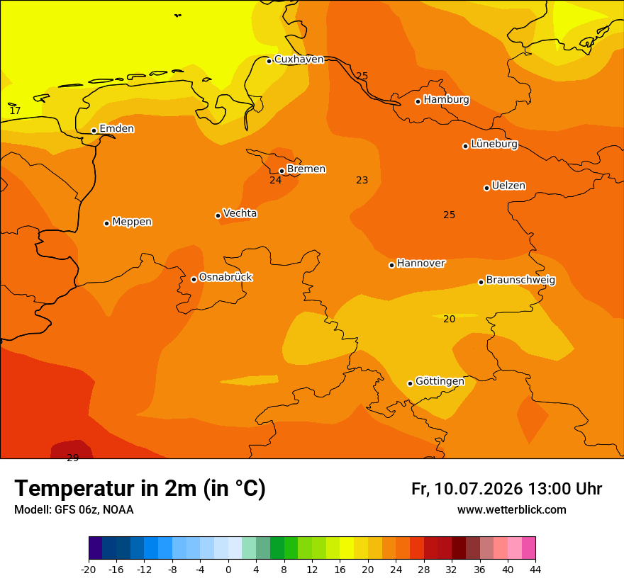 Modellkarte GFS – t2m – ni