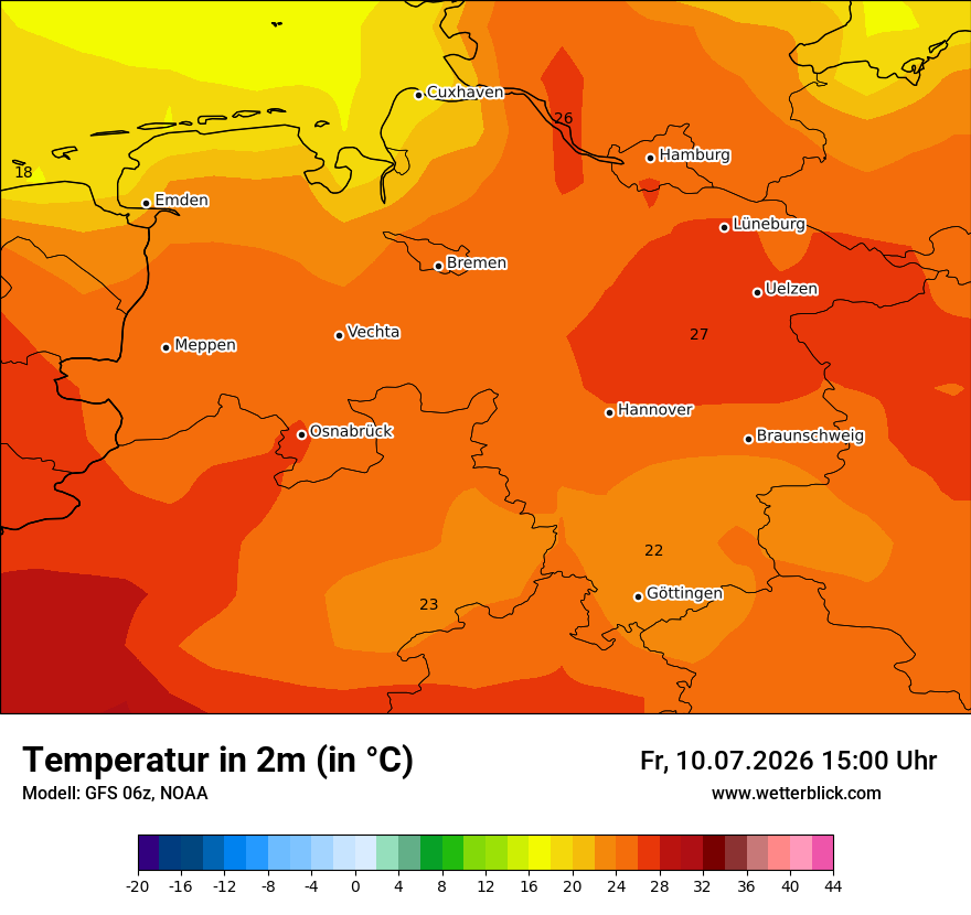 Modellkarte GFS – t2m – ni