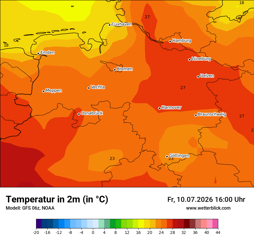 Modellkarte GFS – t2m – ni