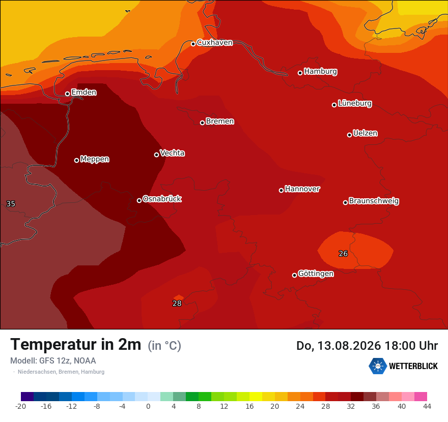 Modellkarte GFS – t2m – ni