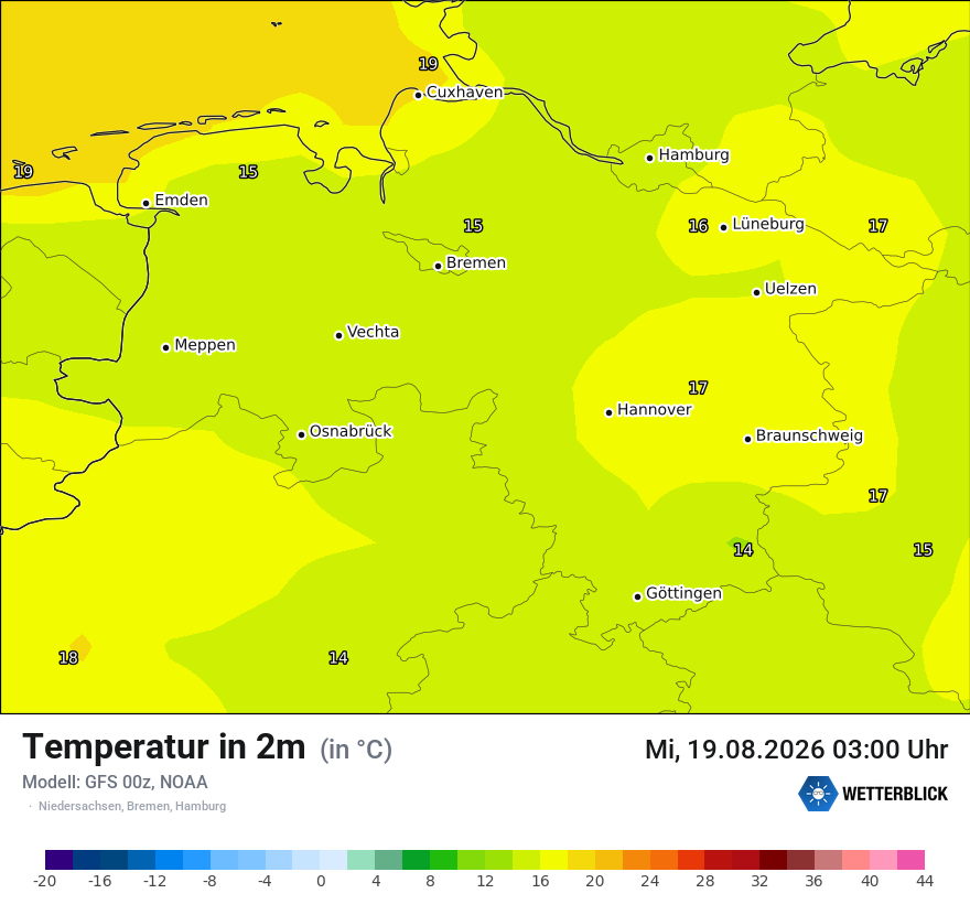 Modellkarte GFS – t2m – ni