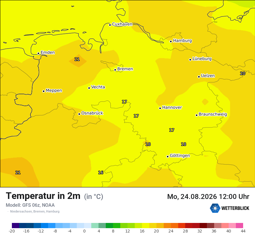 Modellkarte GFS – t2m – ni