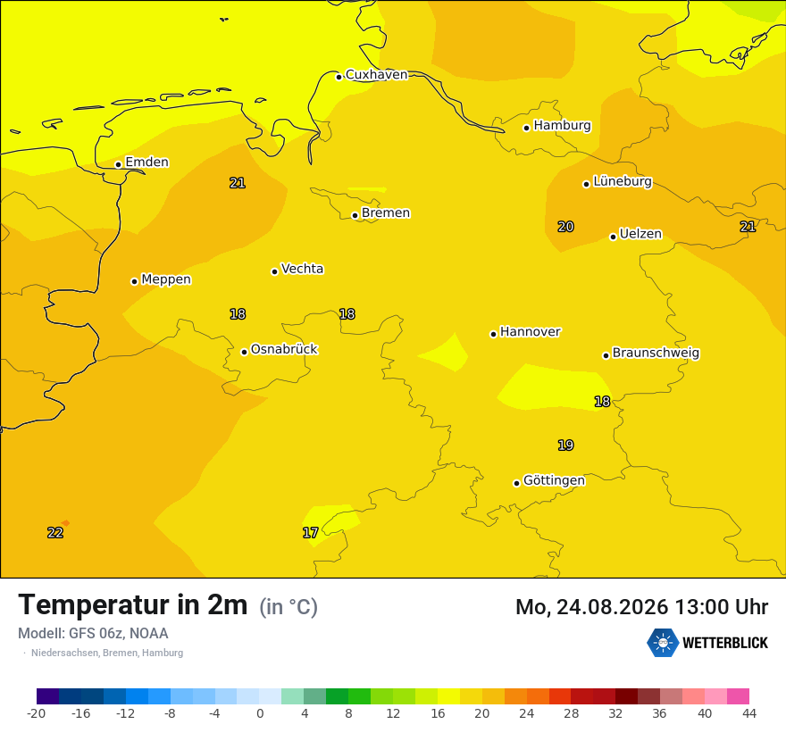 Modellkarte GFS – t2m – ni