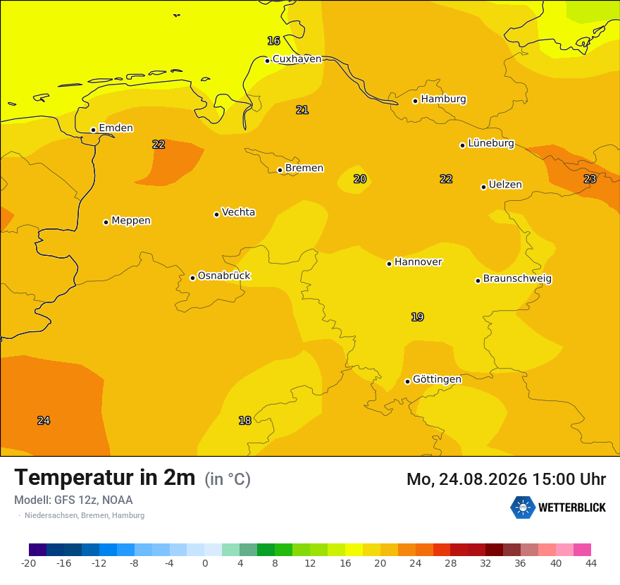 Modellkarte GFS – t2m – ni
