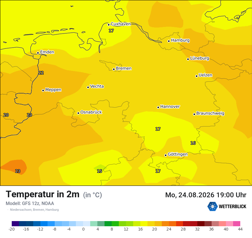 Modellkarte GFS – t2m – ni