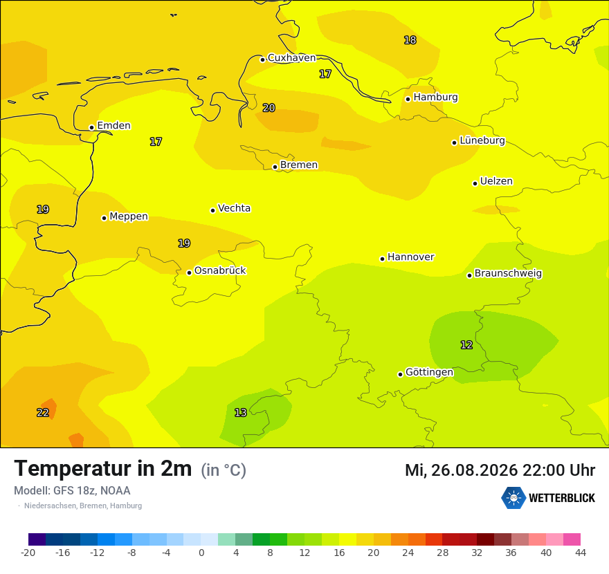 Modellkarte GFS – t2m – ni