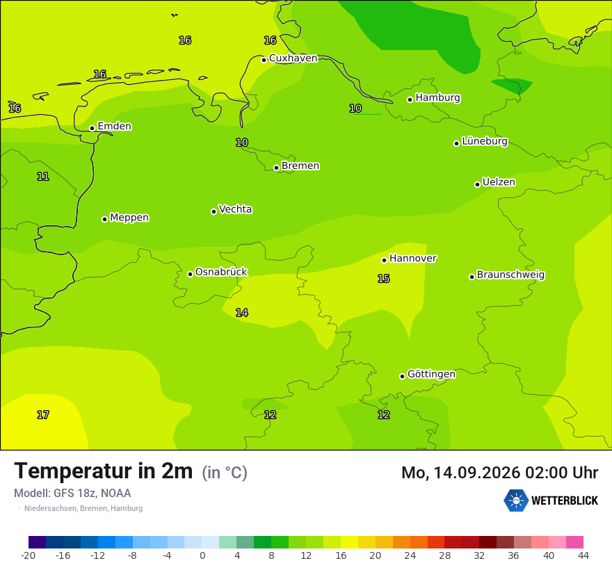 Modellkarte GFS – t2m – ni