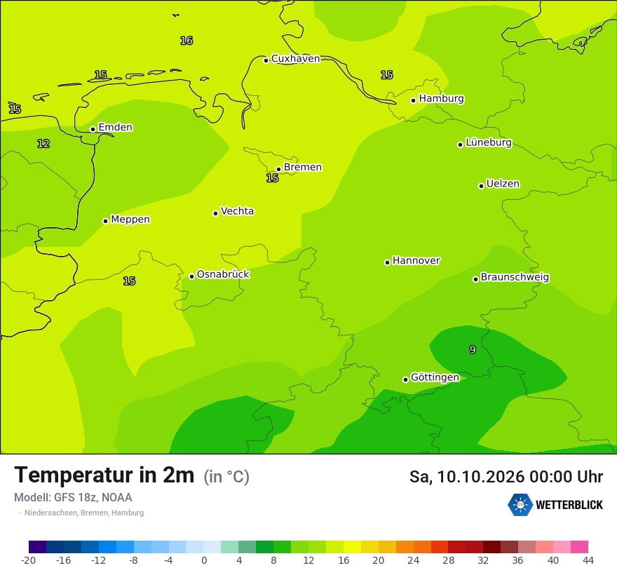 Modellkarte GFS – t2m – ni