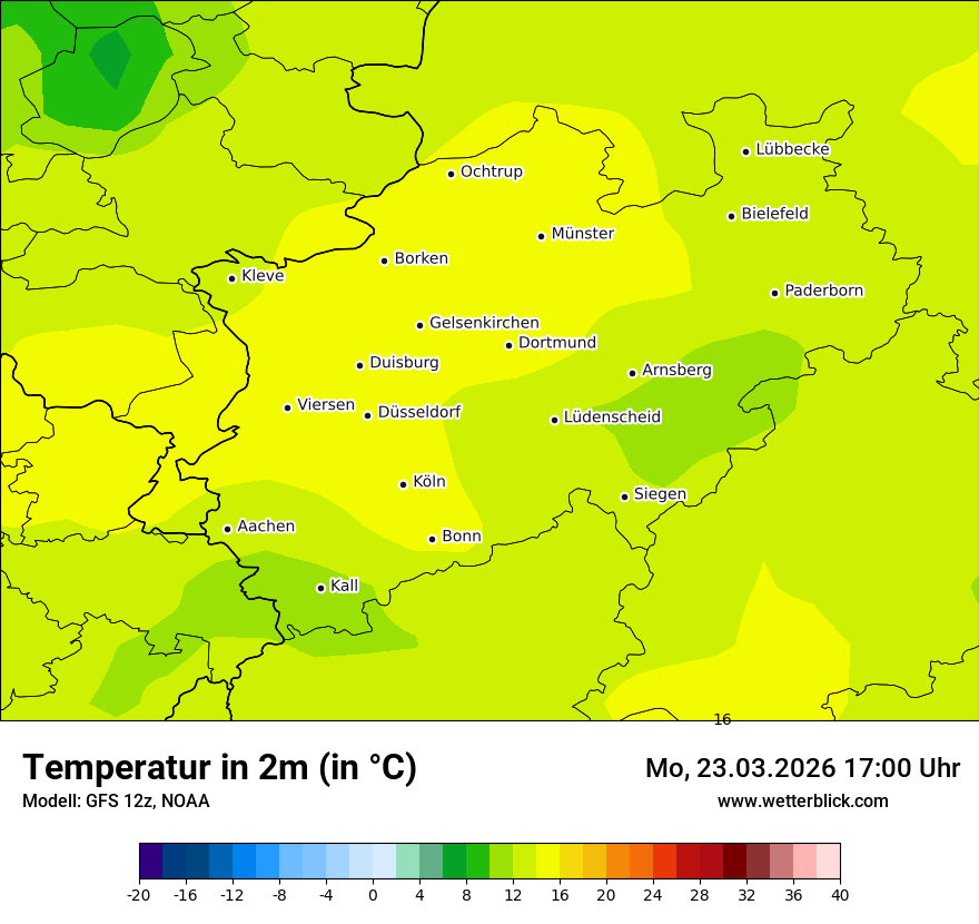 Modellkarte GFS – t2m – nrw