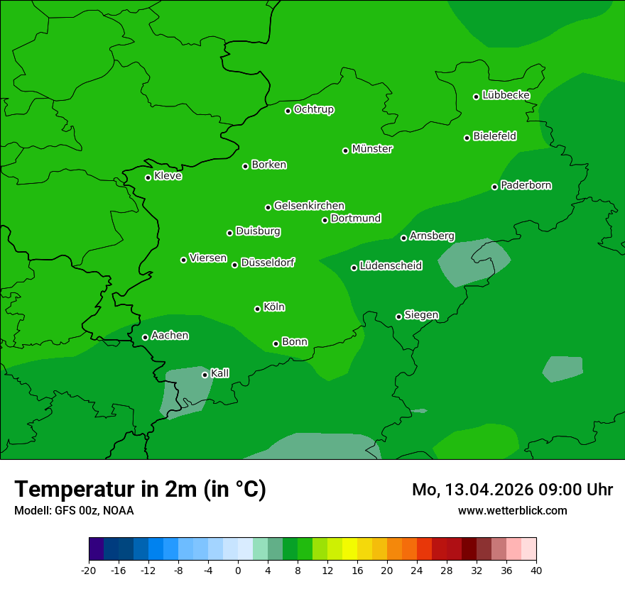 Modellkarte GFS – t2m – nrw