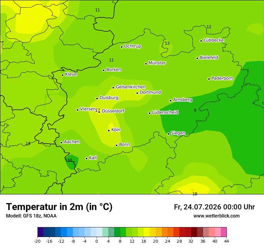 Modellkarte GFS – t2m – nrw