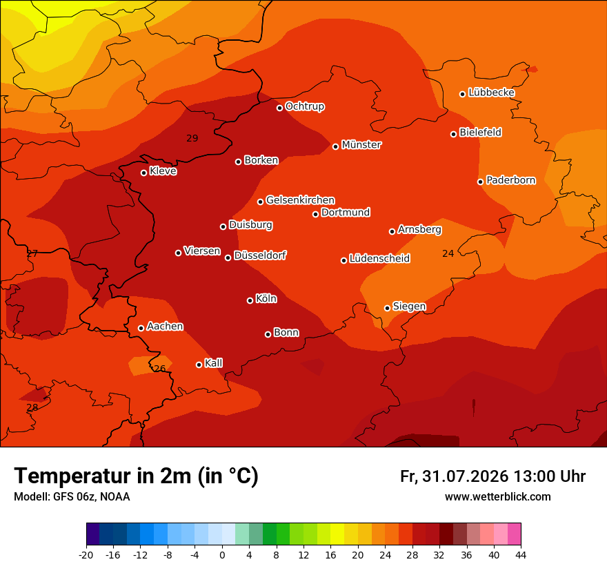 Modellkarte GFS – t2m – nrw
