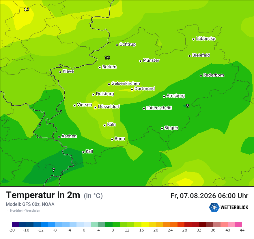Modellkarte GFS – t2m – nrw