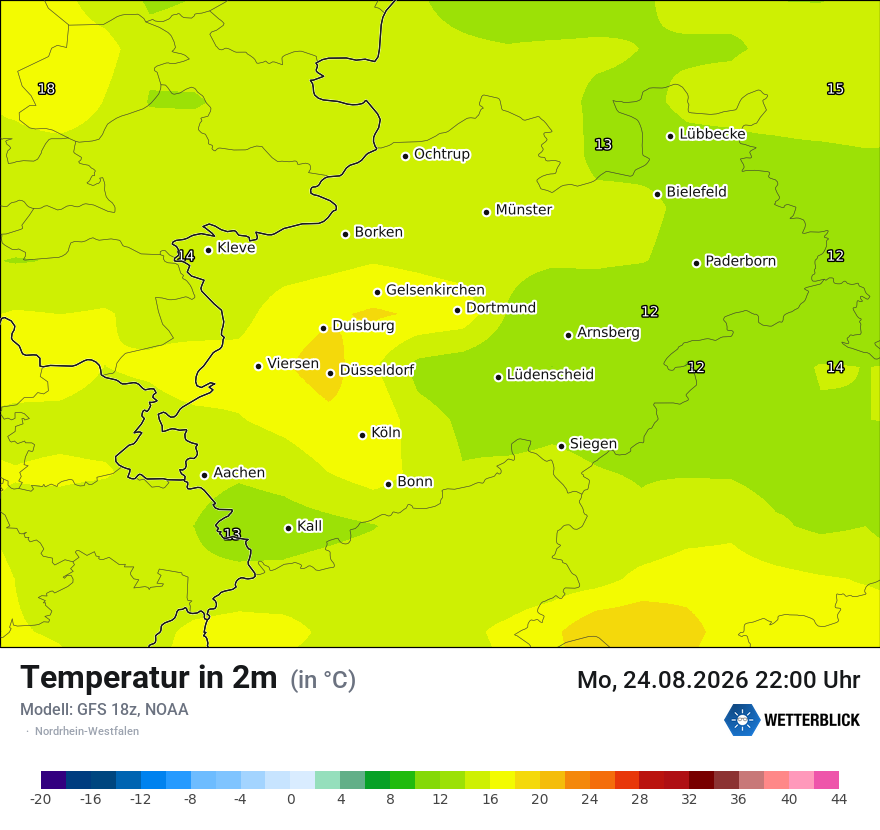 Modellkarte GFS – t2m – nrw