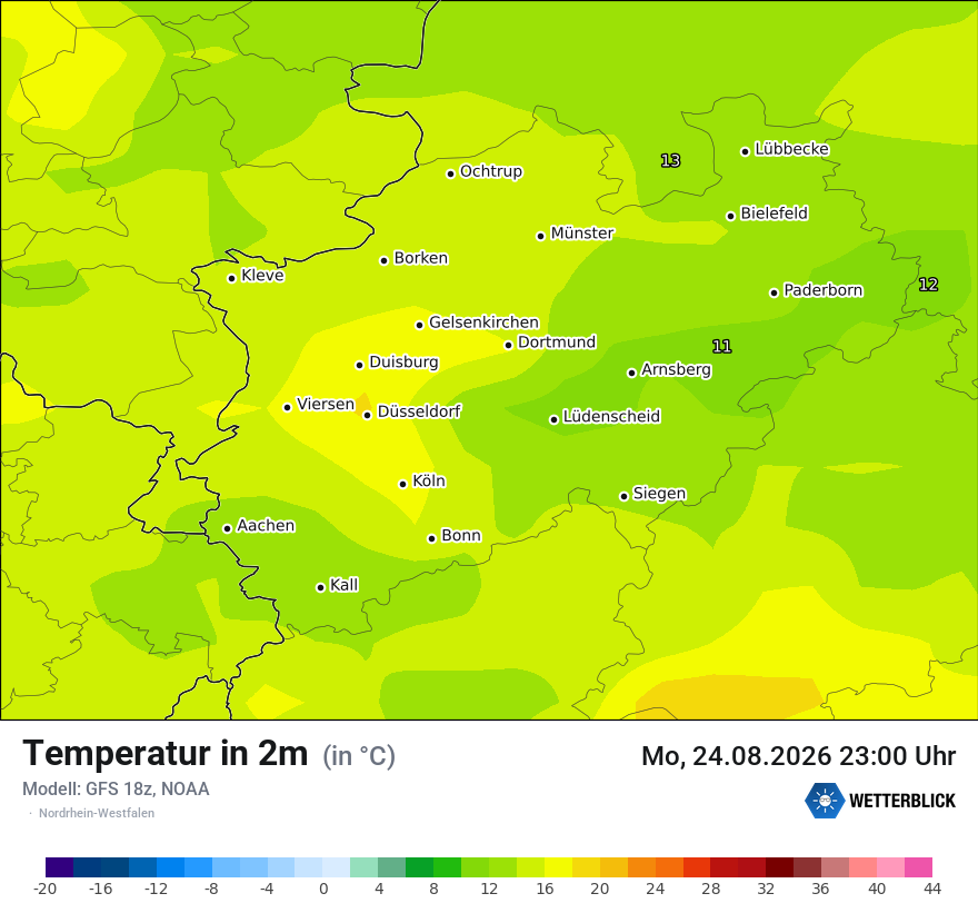 Modellkarte GFS – t2m – nrw