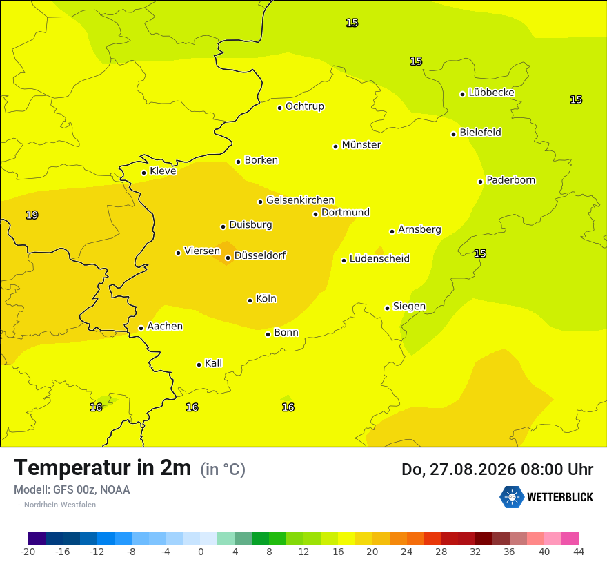 Modellkarte GFS – t2m – nrw