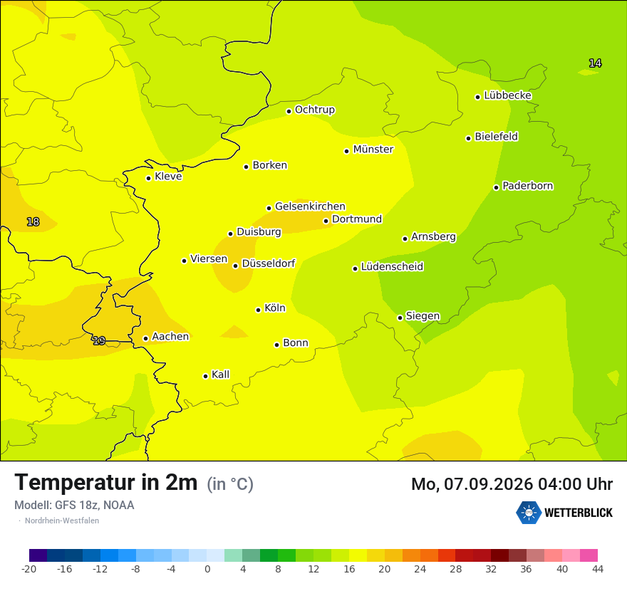 Modellkarte GFS – t2m – nrw