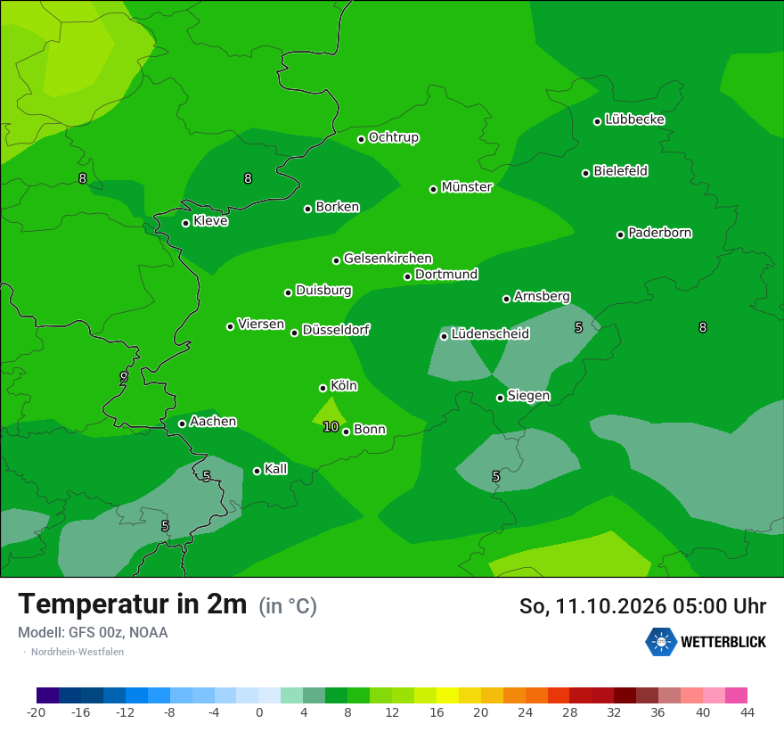 Modellkarte GFS – t2m – nrw