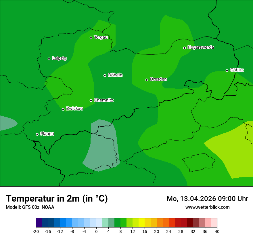 Modellkarte GFS – t2m – sn