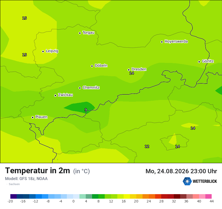 Modellkarte GFS – t2m – sn