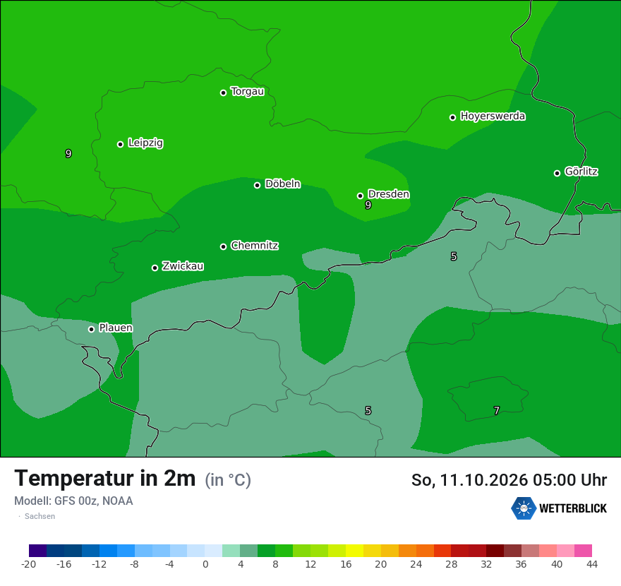 Modellkarte GFS – t2m – sn