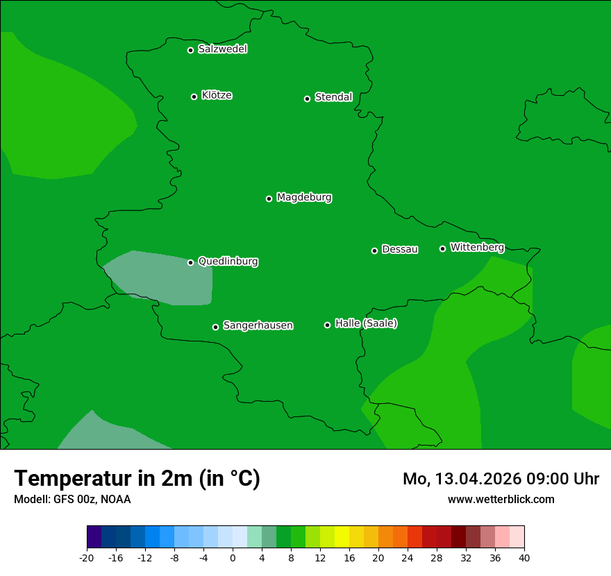 Modellkarte GFS – t2m – st