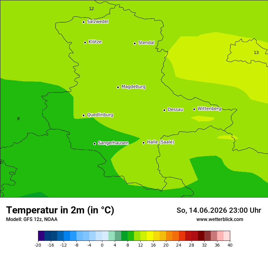 Modellkarte GFS – t2m – st