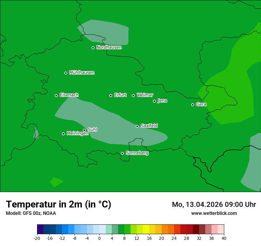 Modellkarte GFS – t2m – th