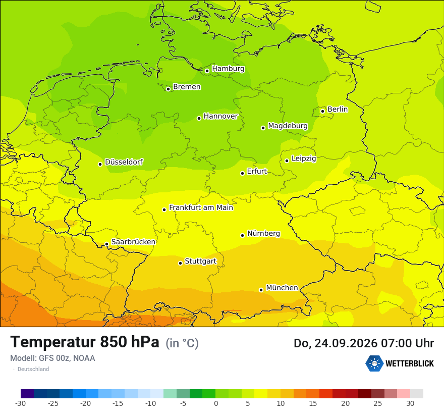 Modellkarte GFS – t850 – deutschland