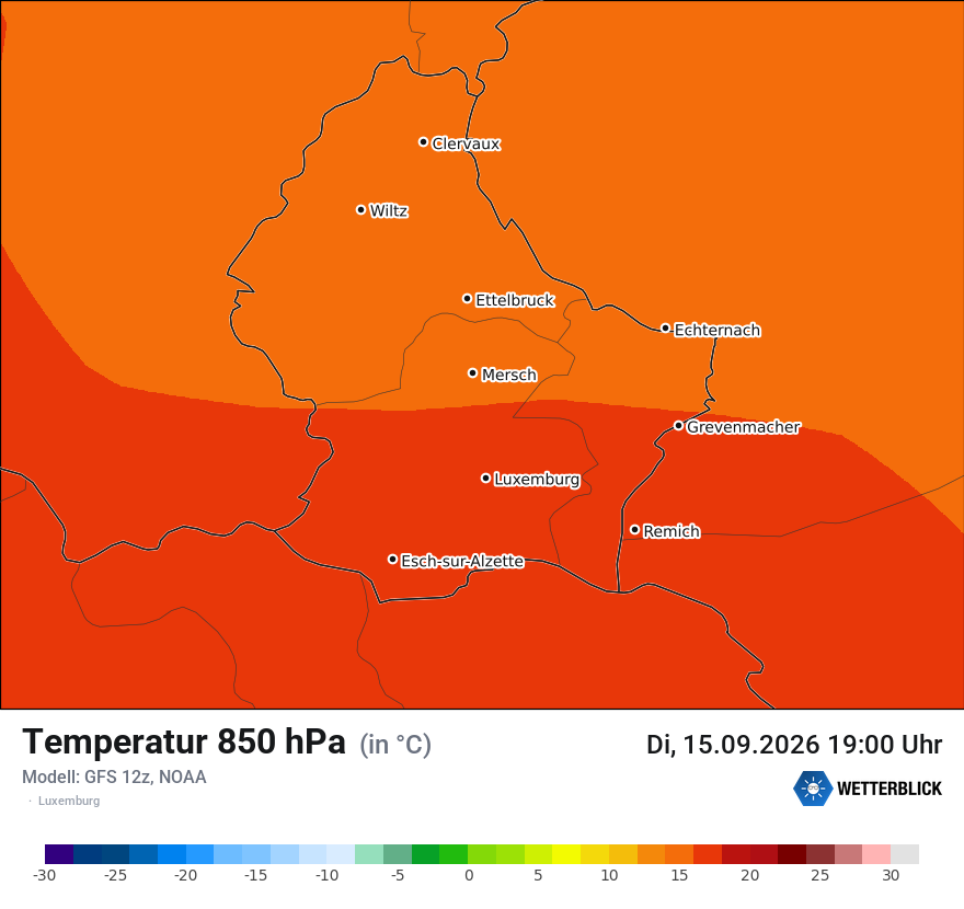 Modellkarte GFS – t850 – luxemburg