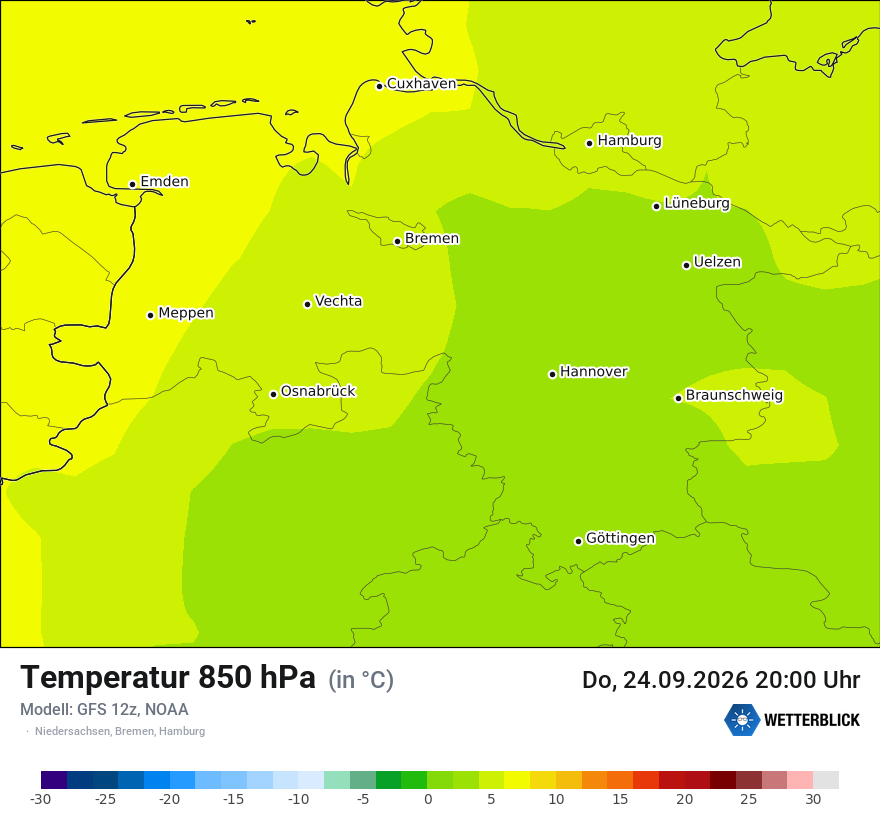Modellkarte GFS – t850 – ni