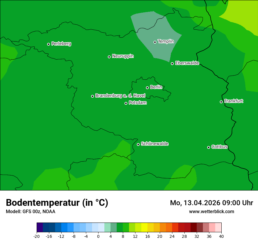 Modellkarte GFS – t_g – bb