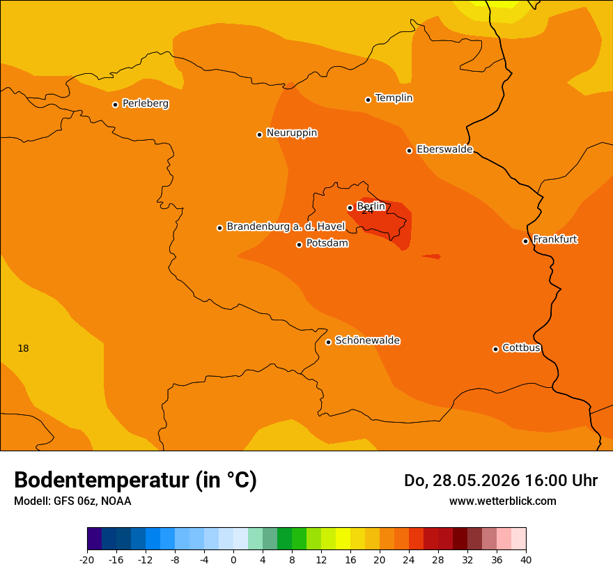 Modellkarte GFS – t_g – bb