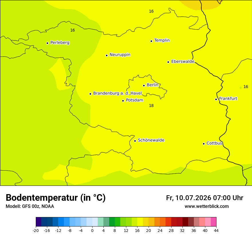 Modellkarte GFS – t_g – bb