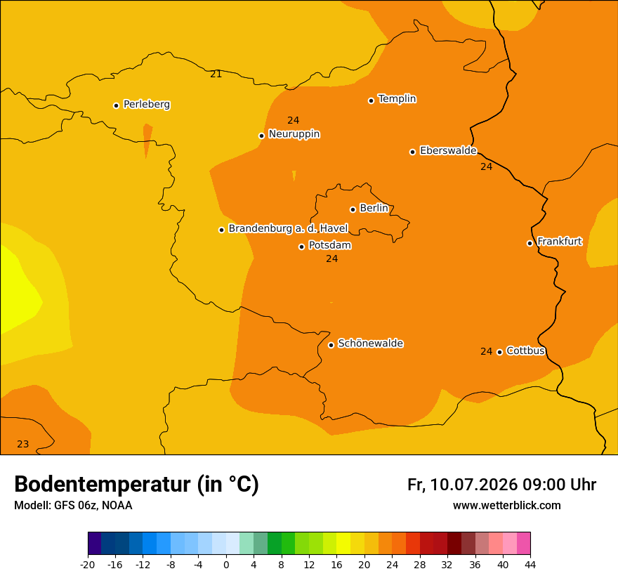 Modellkarte GFS – t_g – bb