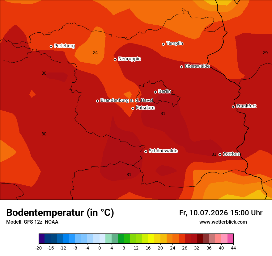 Modellkarte GFS – t_g – bb