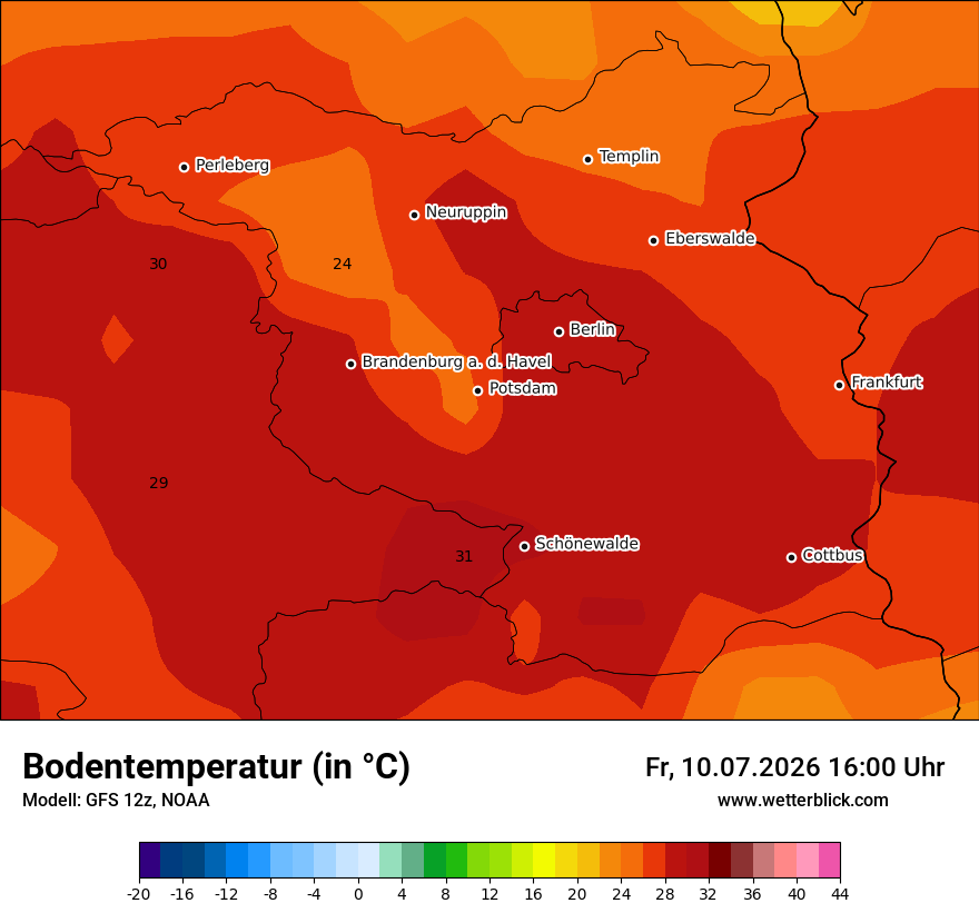 Modellkarte GFS – t_g – bb