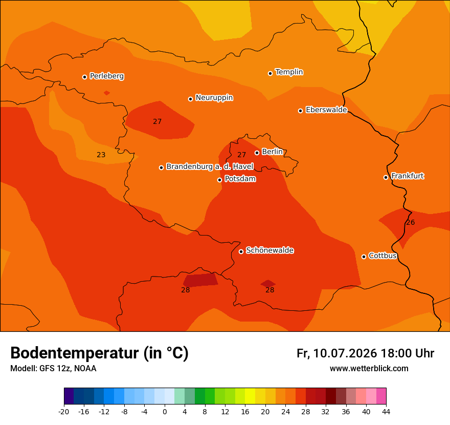 Modellkarte GFS – t_g – bb