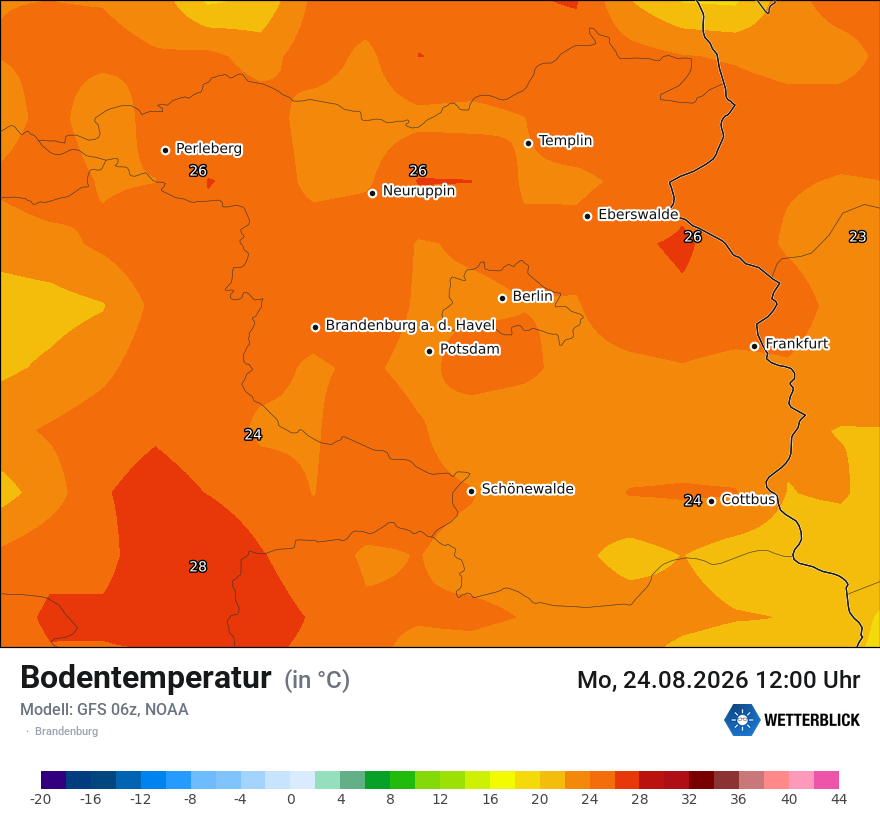 Modellkarte GFS – t_g – bb