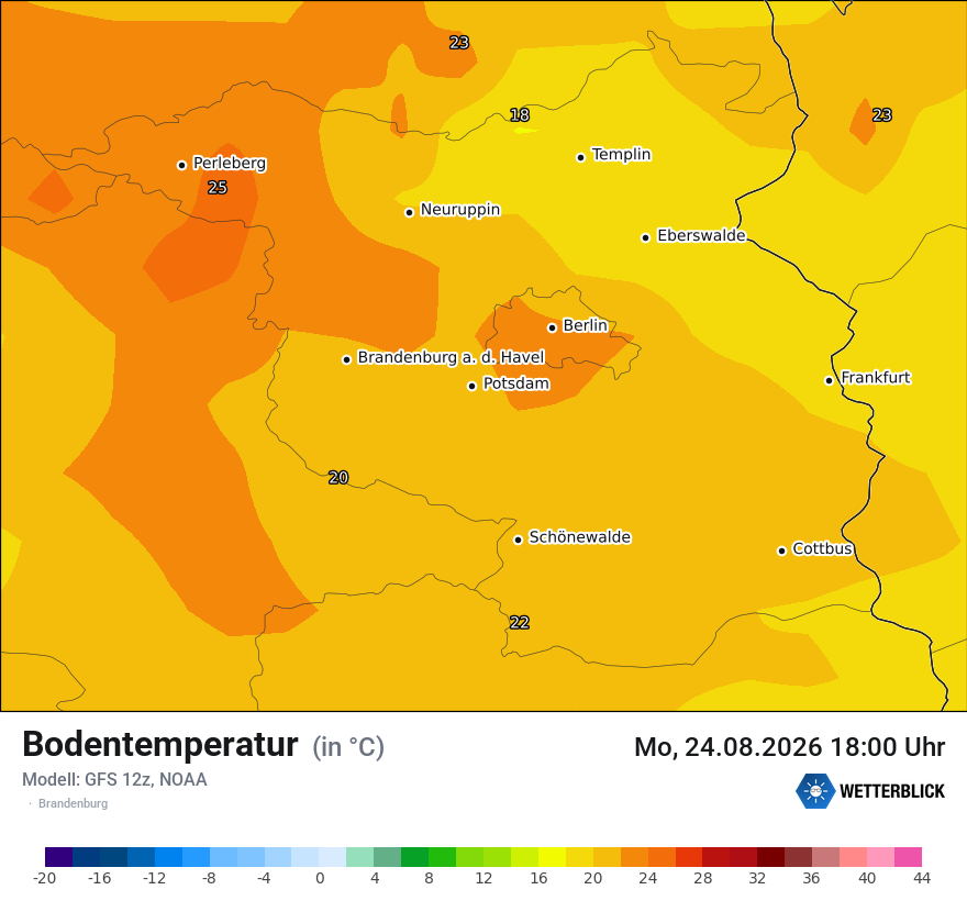 Modellkarte GFS – t_g – bb