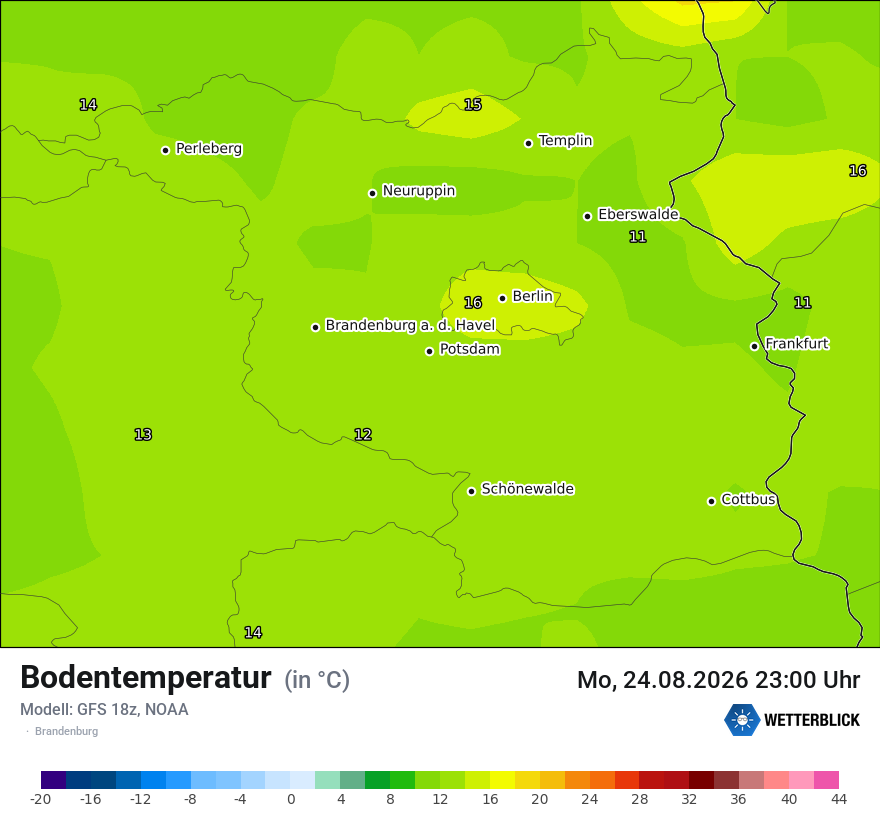 Modellkarte GFS – t_g – bb