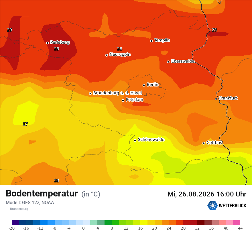 Modellkarte GFS – t_g – bb