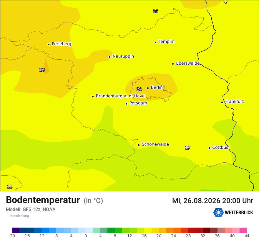 Modellkarte GFS – t_g – bb