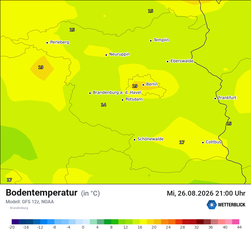 Modellkarte GFS – t_g – bb
