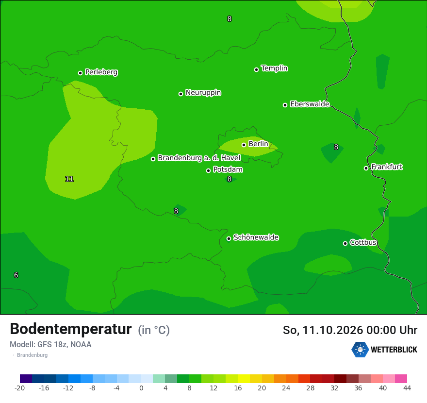Modellkarte GFS – t_g – bb