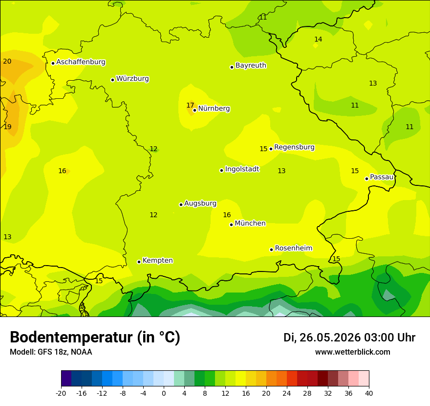 Modellkarte GFS – t_g – by